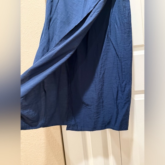 Vince Carnation Asymmetrical Cascade Drape Midi  Skirt Blue , size 0 - Picture 6 of 11
